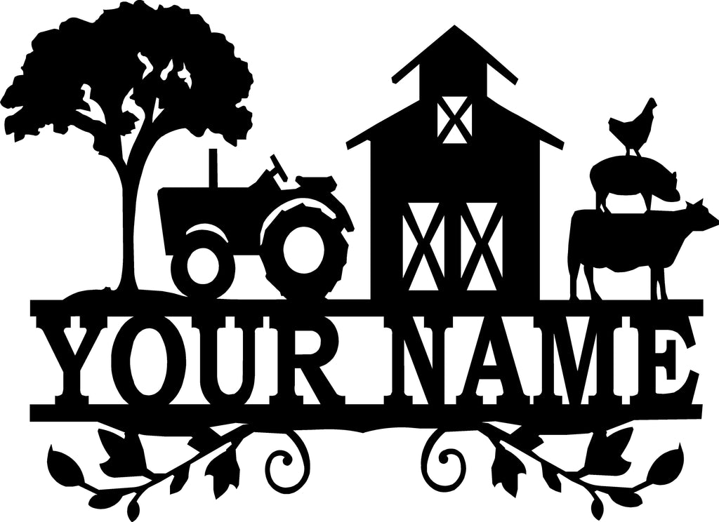Farm Scene Monogram with tree