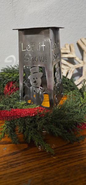 Let it Snow! Snowman Solar lighted column